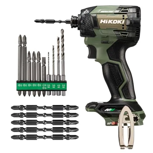 【セット買い】 HiKOKI(ハイコーキ) 36V充電式インパクトドライバ WH36DD(NNG) + ビットセット(10本入) 0040-1000 + 力こぶビット(スレンダー/5本入) 0033-5701