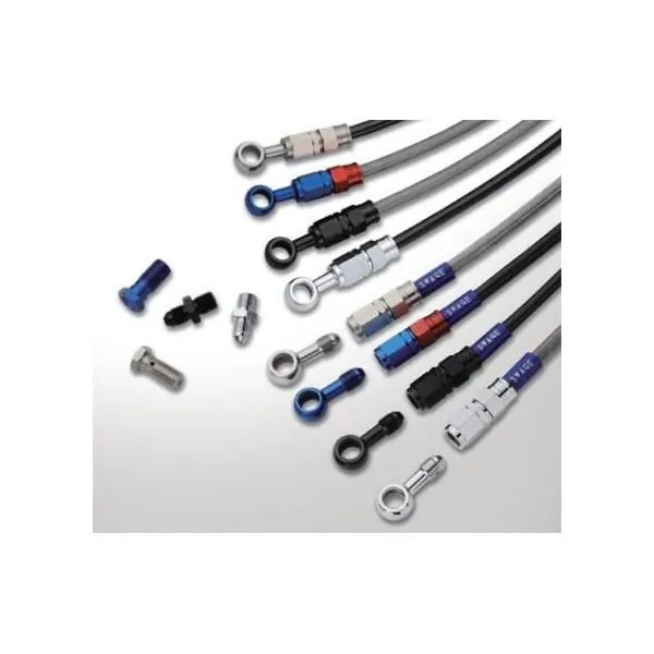 フロントブレーキホースキット スモークホース レッド／ブラック アルミ SRX400（1型）85～86年 スウェッジライン（SWAGE-LINE）