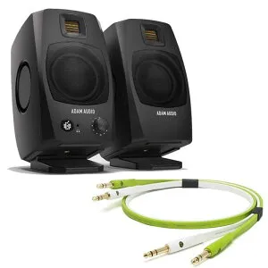 ADAM D3V Black + OYAIDE製高品質オーディオケーブルセット(TRS-TRS 2.0m)(ペア)(国内正規品)(アダム)(モニタースピーカー)(ブラック)(オヤイデ) レコーディング モニタースピーカー