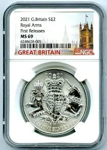 2021 2PD イギリス 1オンス シルバー NGC MS69 ロイヤルアームズ ファーストリリース レア