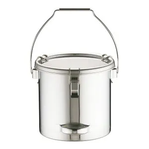 18-8下部パイプ柄取手付密閉容器 吊付 CTBD-24 キャッチグリップ付き 移し替えに便利 業務用 ステンレス製 保存容器 持ち手付き 給食 食缶 (1-0195-0103)