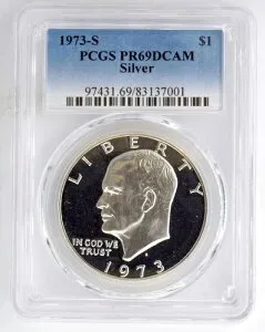 1973-S シルバー プルーフ アイゼンハワー ドル PCGS PR69DCAM 137001