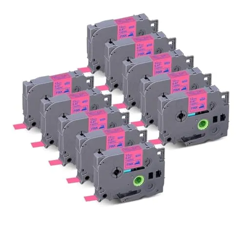 10X 生地アイロン衣類テープブラザー P-touch TZe-FA231 黒地に白 PT-P750W PT-H110 PT-D210 PT-D600 用(10pink-18mm)