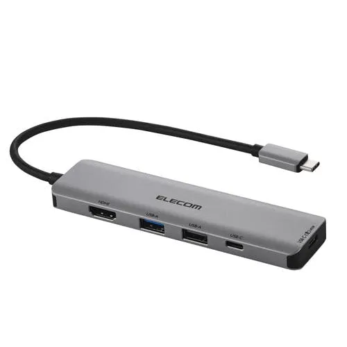 USB Type-C ドッキングステーション 5-in-1 4K HDMI PD充電 シルバー パソコン・周辺機器