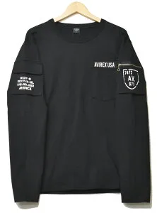 AVIREX アビレックス 長袖 ファティーグTシャツ クルーネック 6113448 長袖Tシャツ ポケットTシャツ 胸ポケット 長T ロンT メンズ アヴィレックス 送料無料 783-5930016