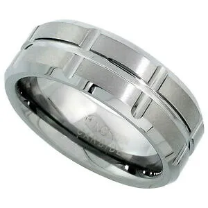 【送料無料】アクセサリー ネックレスタングステンレベルセンターサテン8mm tungsten plano anillo de boda con centro amp; vertical grooves, acabado satn