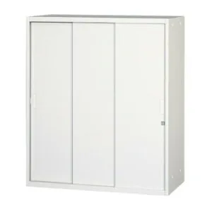 壁面収納家具/D:450・ホワイトタイプ 引違スチール戸(3枚戸) H1050 棚板2枚付 ALPSホワイト色 COM-UASS-W11 家具/収納 オフィス収納