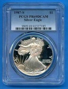 1987 S PCGS PR69 DCAM ASE シルバーイーグル $1 PF69 米国造幣局 1987-S PR-69 ブラストホワイト