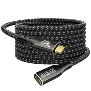ZIKNYDO 4K USB C 延長ケーブル 5m、（USB 3.2 タイプC延長 20Gbps、PD 3.1 240W 48V/5A）、ビデ