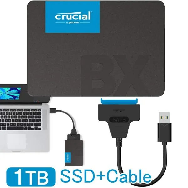 ポイント2倍 Crucial SSD 1TB(1000GB) BX500 【3年保証】SATA3 内蔵 2.5インチ 7mm CT1000BX500SSD1+SATA-USB3.2 Gen1変換ケーブル翌日配達・ネコポス送料無料