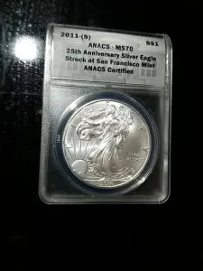 2011-S 25周年記念セット アメリカンシルバーイーグル ANACS MS 70 早期リリース