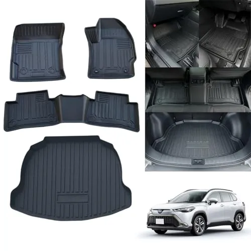 トヨタ カローラクロス フロアーマット＆ラゲッジマット 10系2WD専用 COROLLA CROSS 2WD専用 3Dフロアーマット防水・滑り止め3D立体紋様設計TPE素材製2025カローラクロス 新型フロアマット 4点フルセット