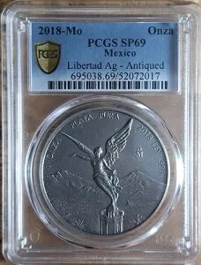2018-Mo メキシコ 1オンス アンティーク仕上げ リベルタッド PCGS SP69 ゴールドラベル