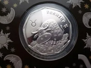 ウクライナ、2 UAH 2014年、銀貨：牡牛座（小さな牡牛座） - 子供の星座