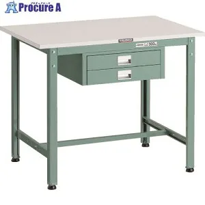TRUSCO 軽荷重作業台(300kg)AE型 900X600XH740 薄型2段引出し付 グリーン色 AE-0960UDC2 1台 ■▼183-3848