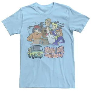 アニメキャラクター メンズ トップス Tシャツ グラフィック Licensed Character Men'scooby-Doo Where Are You Poster Graphic Tee Light Blue ブルー