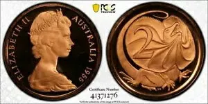 オーストラリア 1966 プルーフ 2 セント PCGS PR69RD DCAM