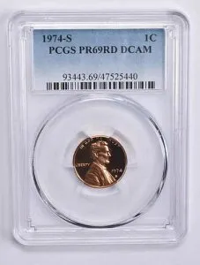 PR69 RD DCAM 1974-S リンカーン記念セント PCGS ブルーラベル