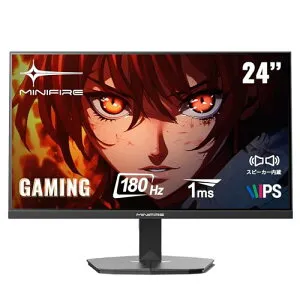 Minifire ゲーミングモニター 24インチ 180Hz 内蔵スピーカー sRGB 110% HDR10 300cd/m? DCI-P3 80% Adaptive Sync FHD 16.7M(8 bits) VESA 75*75mm DP1.4 HDMI ポート (HDMIケーブル付属、MFG24F4S)
