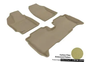 Floor Mat 2007- 2011年トヨタヤリスセダンR1R2カーボンパターンタン全天候型フロアマット For 2007-2011 Toyota Yaris Sedan R1 R2 Carbon Pattern Tan All Weather Floor Mat 【並行輸入品】