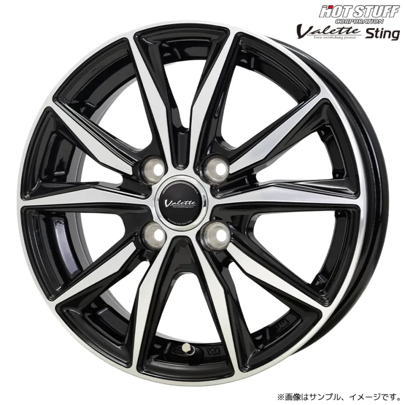 ヴァレット スティング ホイール1本 15x5.0J 4H 100 +45 ブラックポリッシュ(BK/P) / 15インチ ホットスタッフ HOT STUFF Valette Sting
