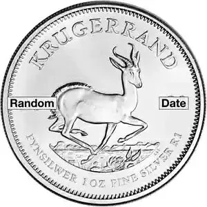 1 オンス 南アフリカ シルバー クルーガーランド コイン 0.999 BU (ロット 5) ランダム日付