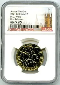 2021年 イギリス 2PD H. G. ウェルズ NGC MS70 DPL 初版 希少 トップグレード=1