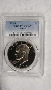 1973 年 S アイゼンハワー ドル PCGS PR68 CAM シルバー 未流通 IKE $1 コイン 今すぐ購入!