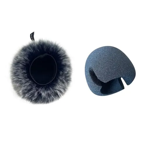 Dead Cat Pop Filter Fit ZOOM H4essential Handy Portalbleレコーダー Furry Windscreen&Foam Microphoneフロントガラススポンジカバー(ブラックとホワイトフォーム付き)