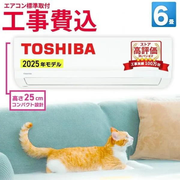 エアコン 6畳 工事費込み 東芝 TOSHIBA TMシリーズ ルームエアコン RAS-2215TM-W-SET 冷暖房 除湿 節電 やわらかドライ マジック洗浄熱交換器 セルフクリーン