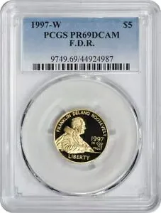 1997-W F.D.R. $5 5 ドル ゴールド プルーフ 記念品 PR69DCAM ディープ カメオ PCGS