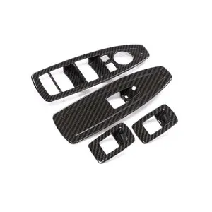 4ピース カーボン調 ABS プラスチック ウインドウ リフトスイッチフレーム BMW X1 F48 2016-2018 クローム X2 F47 Carbon fiber style AL-DD-5470 AL plating parts
