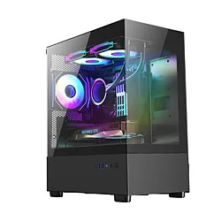 KEIAN(恵安) KX-M03BK -フロント/サイド強化ガラス仕様 マイクロATX・ミニITX ゲーミングPCケース- ブラック KX-M03-BK