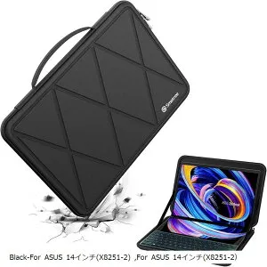 互換品 ハードEVA保護スリーブケース 14インチ ASUS Zenbook Duo UX482 Vivobook Flip TP470/TM420 ラップトップ用 ハードケース (Black, For ASUS 14インチ（M59-2）)