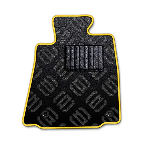 DAD ギャルソン D.A.D エグゼクティブ フロアマット SUZUKI (スズキ) WAGON-R ワゴンR 型式: CT21S/CV21S 1台分 GARSON モノグラムデザインブラック/オーバーロック(ふちどり)カラー : イエロー/刺繍 : 無