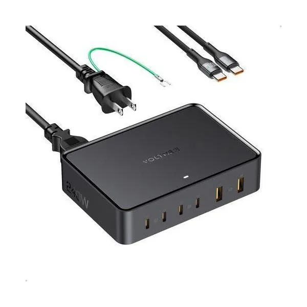 ボルトミー(VOLTME) V2248 ブラック USB急速充電器 Revo 240 PD3.1 USB PD パワーデリバリー 対応 240WP USB-C×4/USB-A×2 USB-C端子ケーブル付き