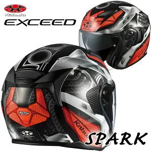 アウトレット特価で★送料無料★OGK EXCEED SPARK/エクシード スパーク 軽量＆コンパクトデザイン＆インナーサンシェード搭載 メカをグラフィックで表現したリニアなデザイン。 オープンフェ