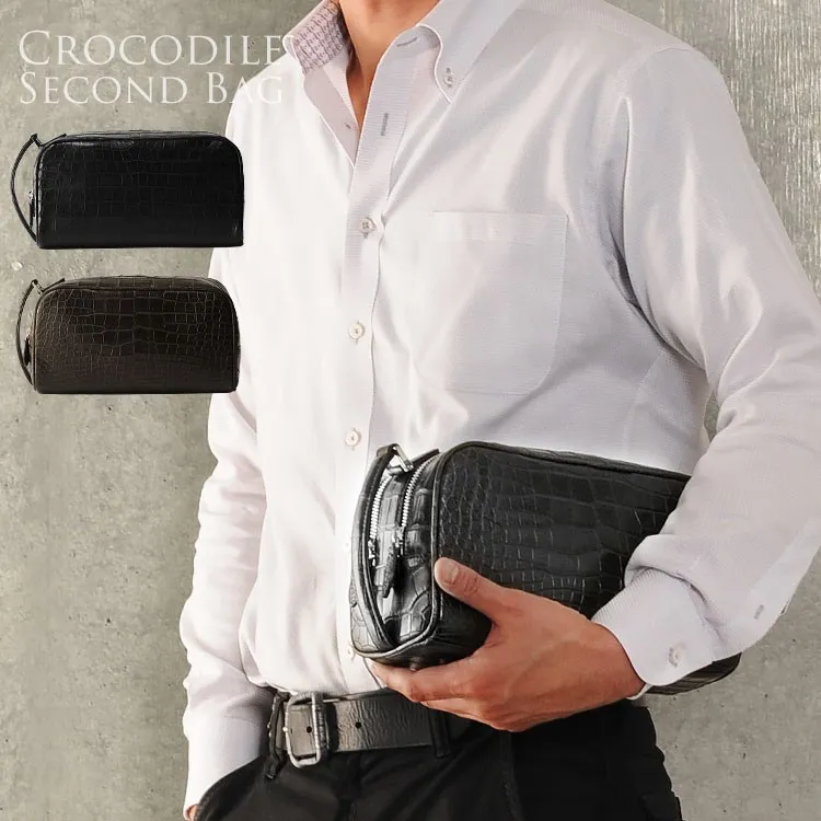 ［割引クーポン］クロコダイル セカンドバッグ ダブルファスナー マット加工 / メンズ (No.06000951) 保証書 付き