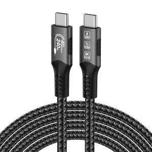 FDBRO USB4 ケーブル Thunderbolt 4対応 PD 3.1 【EPR 240W充電 / 40Gbpsデータ転送 / 8K@60Hz映像出力】 サンダーボルト 3/4対応 双方向 USB C ケーブル MacBook、iPad Pro、eGPU、SSDなどType-C多機種対応 (グレーとブ