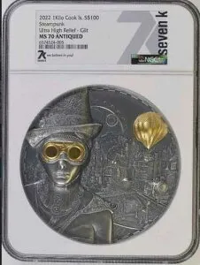 2022年 スチームパンク CIT シルバー キロ NGC MS70 アンティーク セブンKメタル 99枚 希少