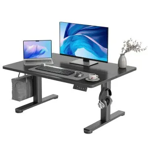 Claiks昇降デスク電動ローデスクスタンディングデスク昇降式ローテーブル幅100cm*奥行き60cmテレワークオフィスデスク在宅ワークパソコンデスク高さ調節昇降範囲45-72cmメモリー機能ブラッ…
