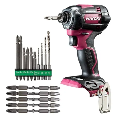 【セット買い】 HiKOKI(ハイコーキ) 18V充電式インパクトドライバー WH18DC(NNR) + ビットセット(10本入) 0040-1000 + 力こぶビット(5本入)