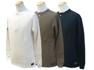 全3色【TROPHY CLOTHING/トロフィークロージング】「Heavy Waffle Mil Henley Neck L/S Tee/ヘビーワッフルミルヘンリーネックロングスリーブTee」(TE-22)(アメカジ/ハーレー/東京インディアンズ/WOLF PACK/ウル
