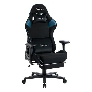 【25日は24時間限定クーポン配布】VESTEX（ベステックス）S2 高撥水メッシュファブリック フットレスト付き ゲーミングチェア ブルー VES-S2FTBL(2644267)送料無料