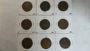 日本 1銭龍 9個セット 1874 1875 1876 1877 1880 1883 1884 1885 1887、F-VF