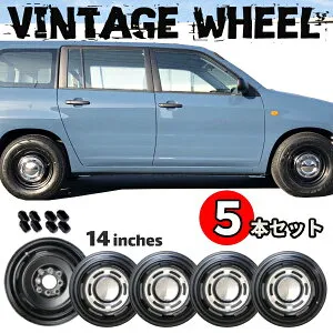 14インチ アルミ ホイール 5本 セット 6.0J マッドブラック 黒 マルチ 4穴 PCD 100 114.3 オフセット +32 JWL-T プロボックス サクシード ヴィンテージ