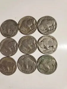 1927年、1930年（2枚）、1936年（2枚）バッファローニッケル3枚（9枚セット）