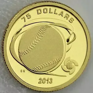 2013 75 ドル「ハードボール」ワールド ベースボール クラシック ピュア ゴールド プルーフ、希少、121 個のみ販売