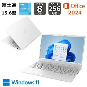 【新品】 富士通 FUJITSU ノートパソコン FMV Lite 15.6型 FHD/ Celeron 7305/ メモリ 8GB/ SSD 256GB/ Windows 11 / Webカメラ/ 2024 Office付き/ アーバンホワイト
