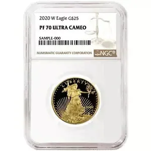 2020-W プルーフ $25 アメリカン ゴールド イーグル 1/2 オンス NGC PF70UC ブラウン ラベル